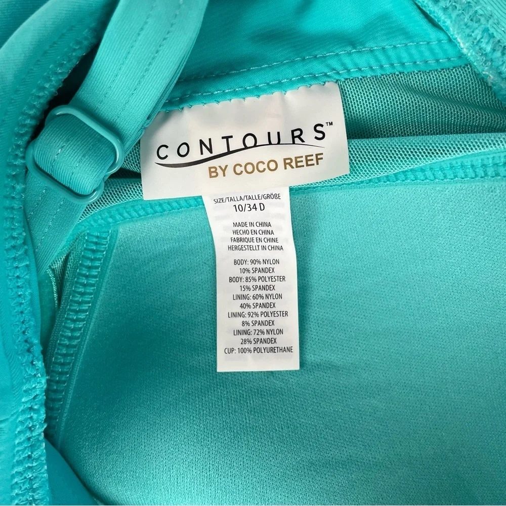 Coco Reef AQUA Contours Ruffled One-Piece‎ Swimsuit Size 10 (34D) - Picture 5 of 13